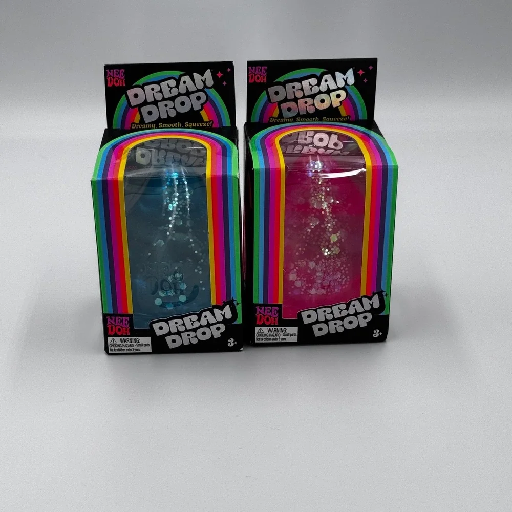 Schylling NeeDoh Dream Drop Pink Blue Glitter Squishy Authentic Toy Set of 2 New